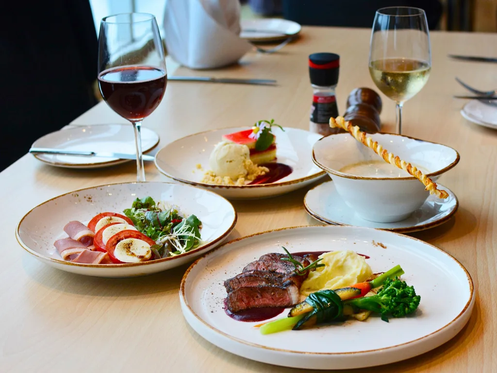 Steak, starters and a glass of wine